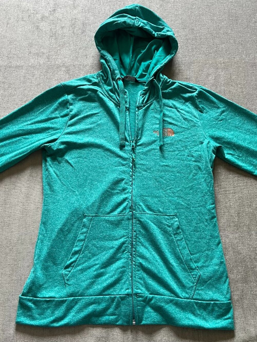 The North Face Full Zip Hoodie Women Size M Aqua Thumb Hole Jacket Outdoor